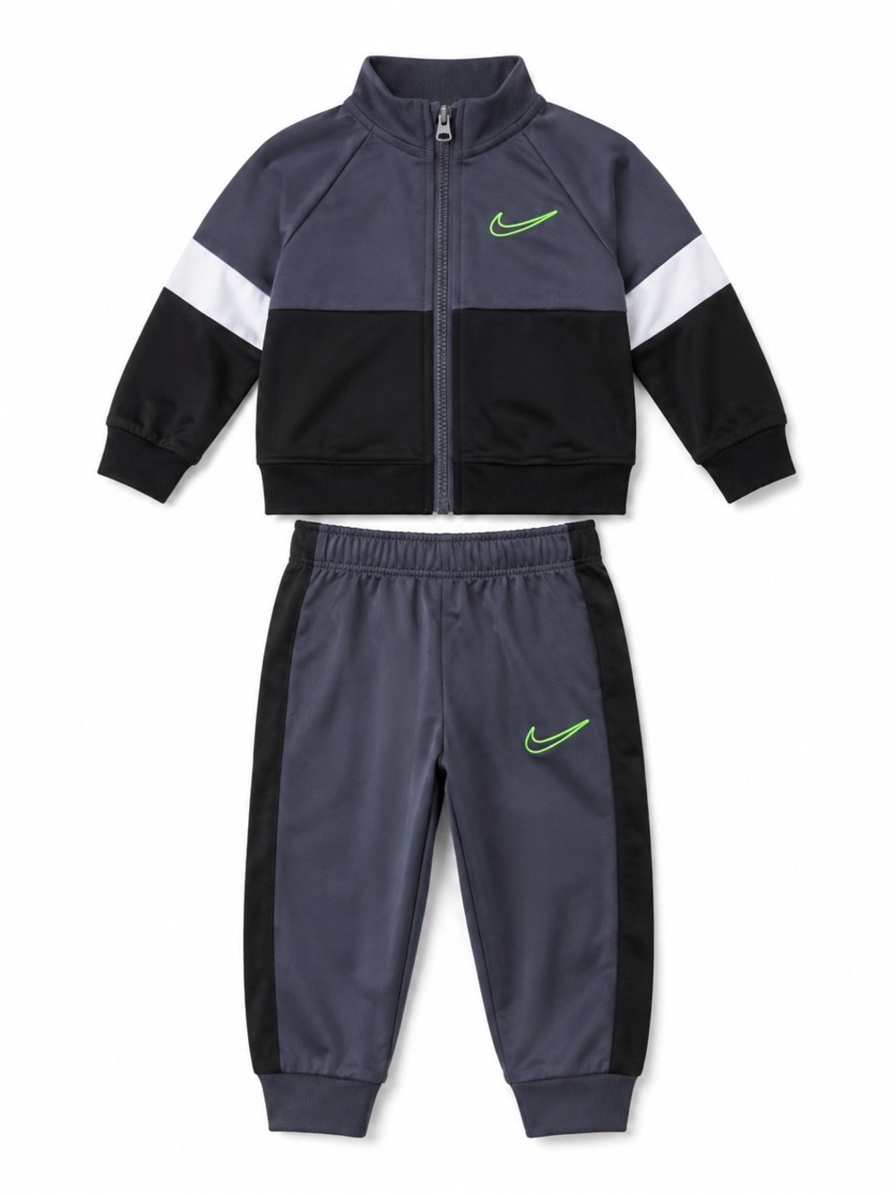 Nike Two-Piece Gray & Black Track Set with Neon Swoosh